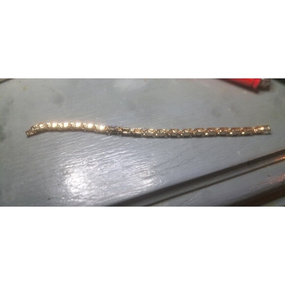 Gold blue Tennis Bracelet women's Crystal elegant GP - Picture 2 of 4